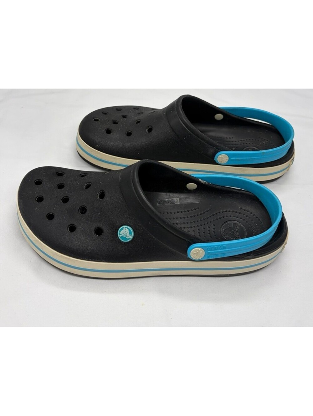Unisex Crocs Crocband Charcoal Gray Ocean Blue Slip On Comfort Shoes Size 11